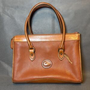 Vintage Dooney & Bourke Purse British Tan  Leather Satchel Handbag Bag Purse